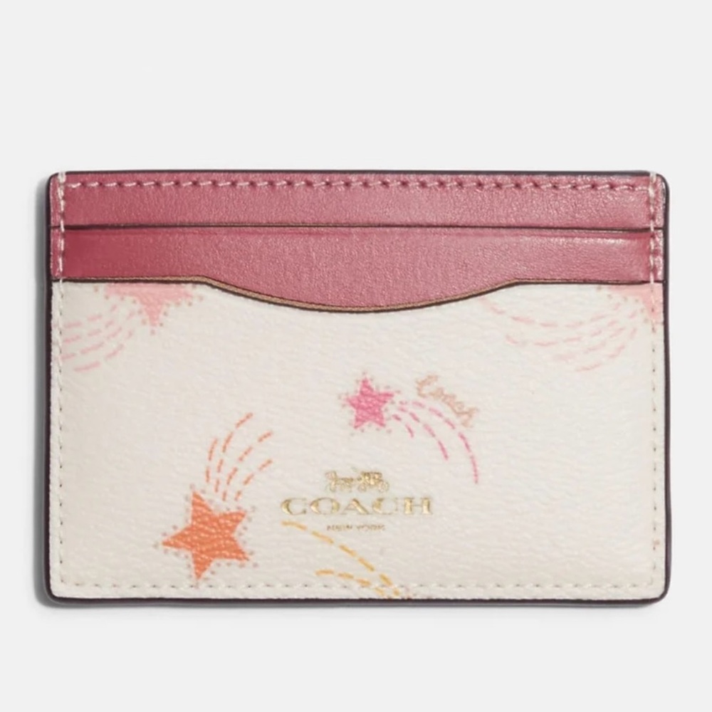 NWOT Coach Canvas Leather Shooting Stars Card Case Wallet MSRP $68 - Picture 2 of 8